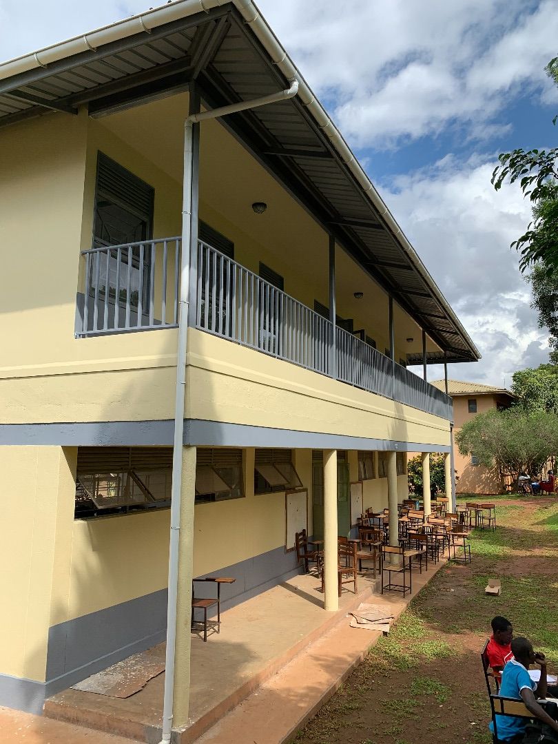 Completed block: upper veranda and ground-floor classrooms